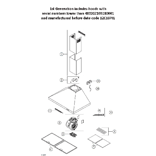 Diagram Diagram and Parts List for EW4830BLS  Broan Range Hood