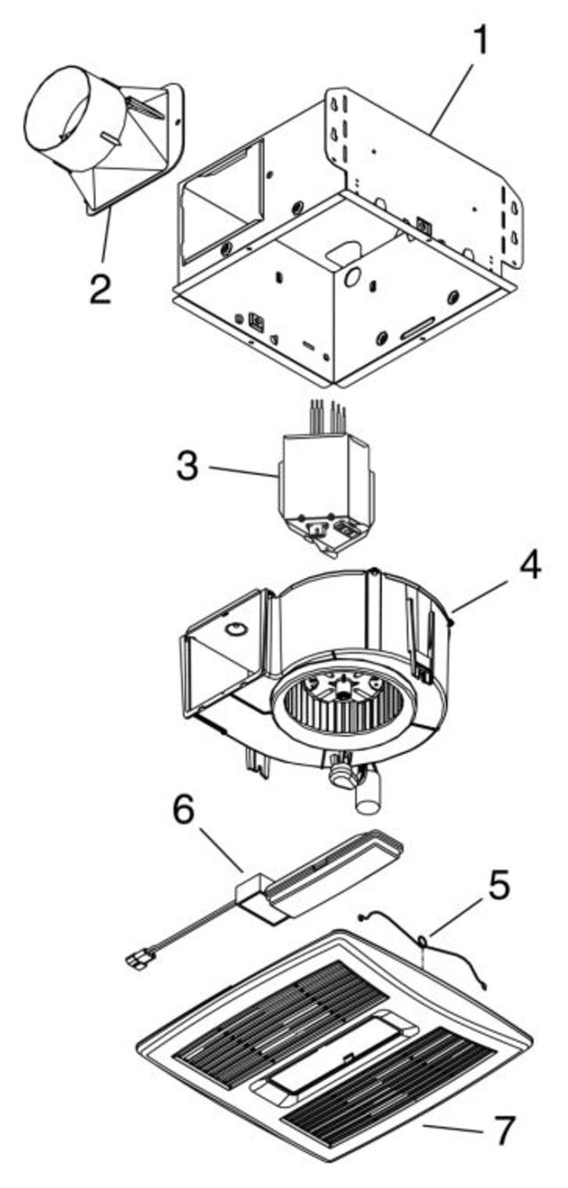 Part List Diagram and Parts List for AE80L  Broan Bath & Ventilation Fan