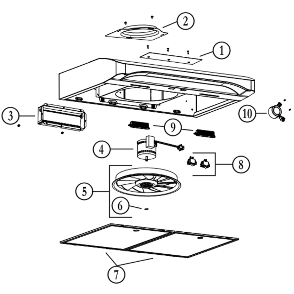 Part List Diagram and Parts List for BQSEN130SS  Broan Range Hood