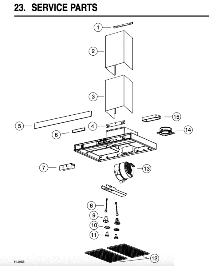 Part List Diagram and Parts List for CC700I30BL  Broan Bath & Ventilation Fan