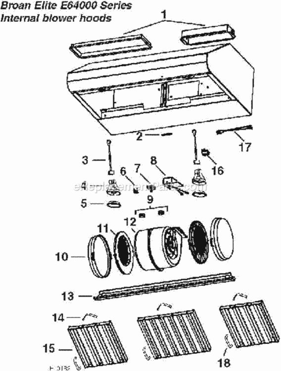 Page A Diagram and Parts List for E6448TSS  Broan Range Hood
