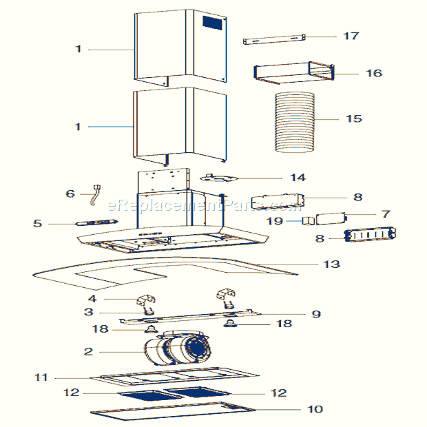 Page A Diagram and Parts List for EW56  Broan Range Hood