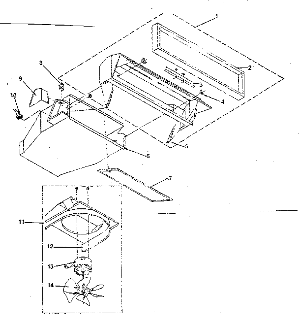 Range hood Diagram and Parts List for 2200  Broan Range Hood