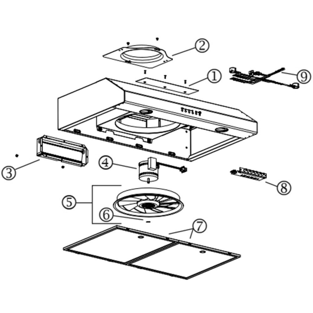 Part List Diagram and Parts List for BCSM130WH  Broan Range Hood
