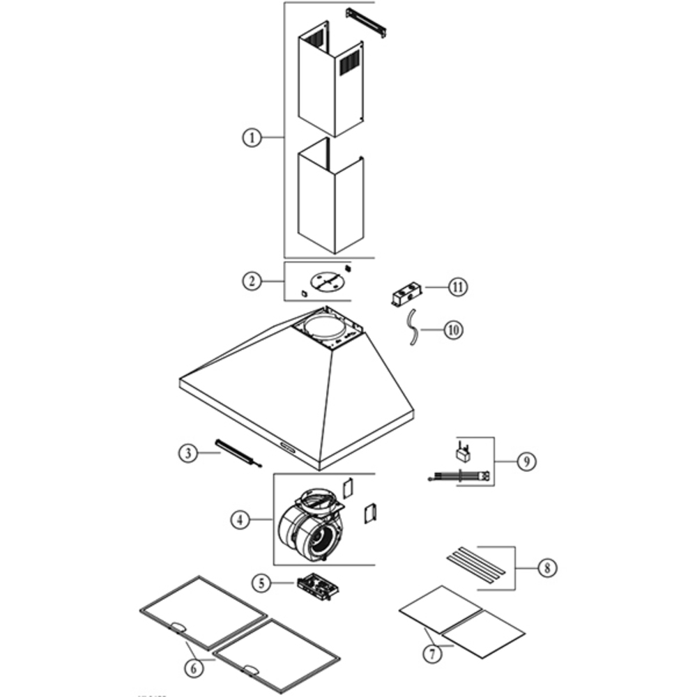 Part List Diagram and Parts List for EW4836BLS  Broan Range Hood