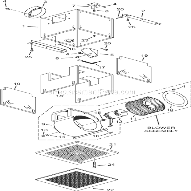Page A Diagram and Parts List for L100  Broan Bath & Ventilation Fan