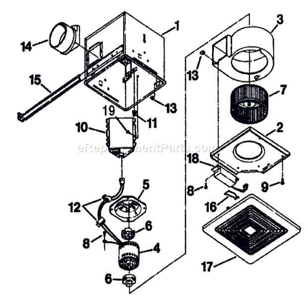 Page A Diagram and Parts List for MS130  Broan Bath & Ventilation Fan