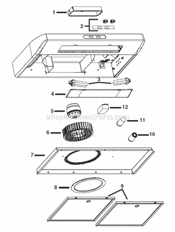 Page A Diagram and Parts List for QDE30WW  Broan Range Hood