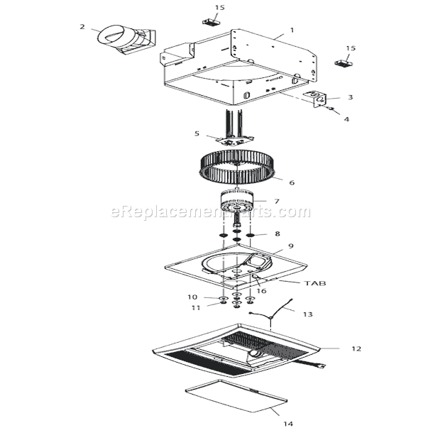 Page A Diagram and Parts List for QTR070L  Broan Bath & Ventilation Fan
