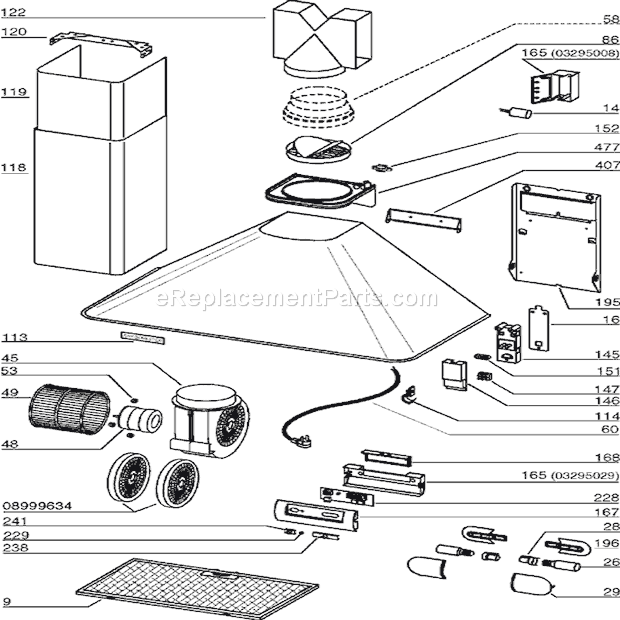 Page A Diagram and Parts List for RM503023  Broan Range Hood