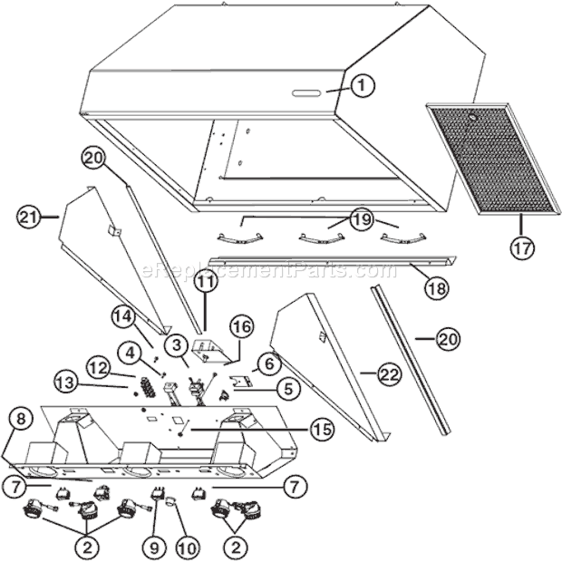 Page A Diagram and Parts List for RM604204  Broan Range Hood