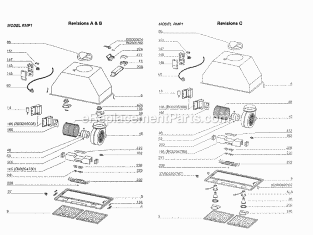 Page A Diagram and Parts List for RMP17004  Broan Range Hood