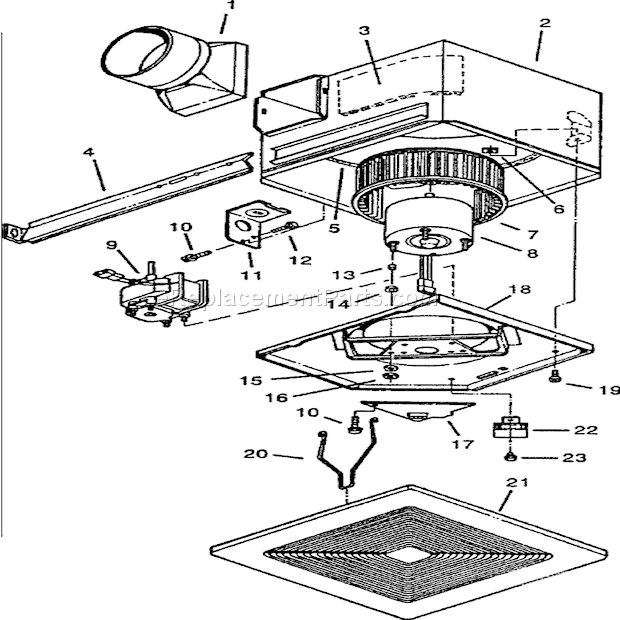 Page A Diagram and Parts List for S110UE  Broan Bath & Ventilation Fan