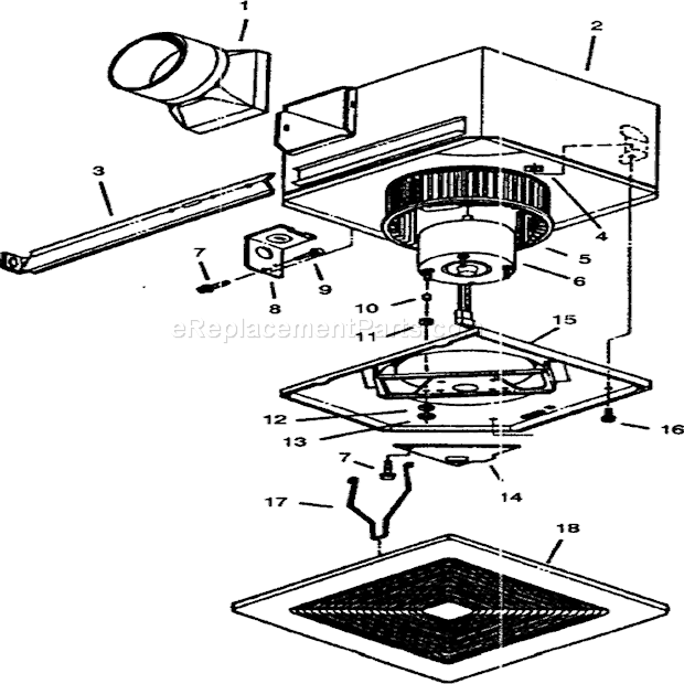 Page A Diagram and Parts List for S150  Broan Bath & Ventilation Fan