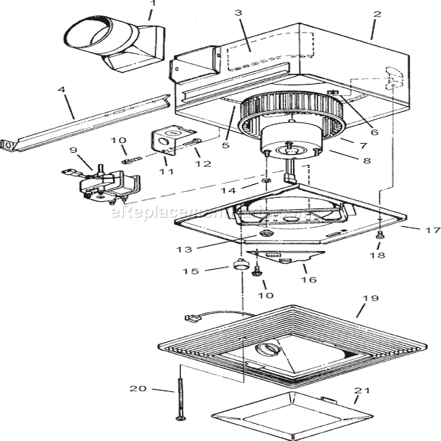 Page A Diagram and Parts List for S80LU  Broan Bath & Ventilation Fan