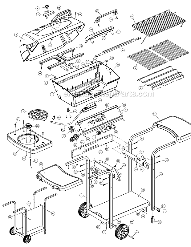 Page A Diagram and Parts List for 1551-64  Broil-Mate Grill
