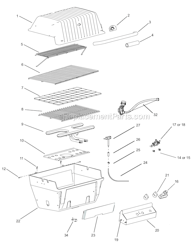 Page A Diagram and Parts List for H4XN  Broilmaster Grill