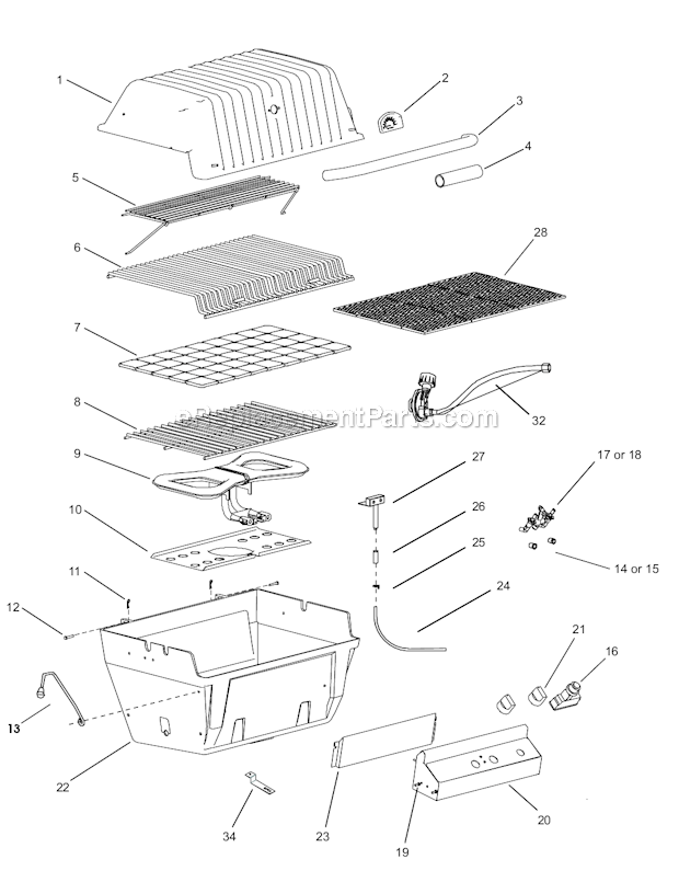 Page A Diagram and Parts List for P4X  Broilmaster Grill