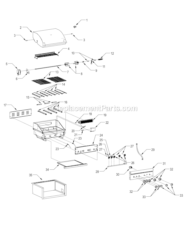 Page A Diagram and Parts List for SBB2804-1  Broilmaster Grill