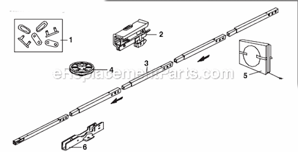 Rail Assembly Diagram and Parts List for 248735  Chamberlain Garage Door Opener