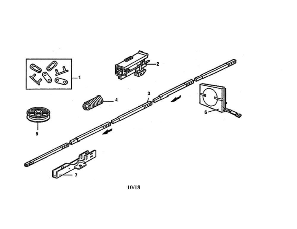 Rail Assembly Diagram and Parts List for 248739  Chamberlain Garage Door Opener