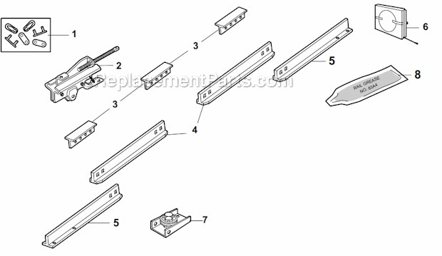 Rail_Assembly_Parts Diagram and Parts List for 7200  Chamberlain Garage Door Opener