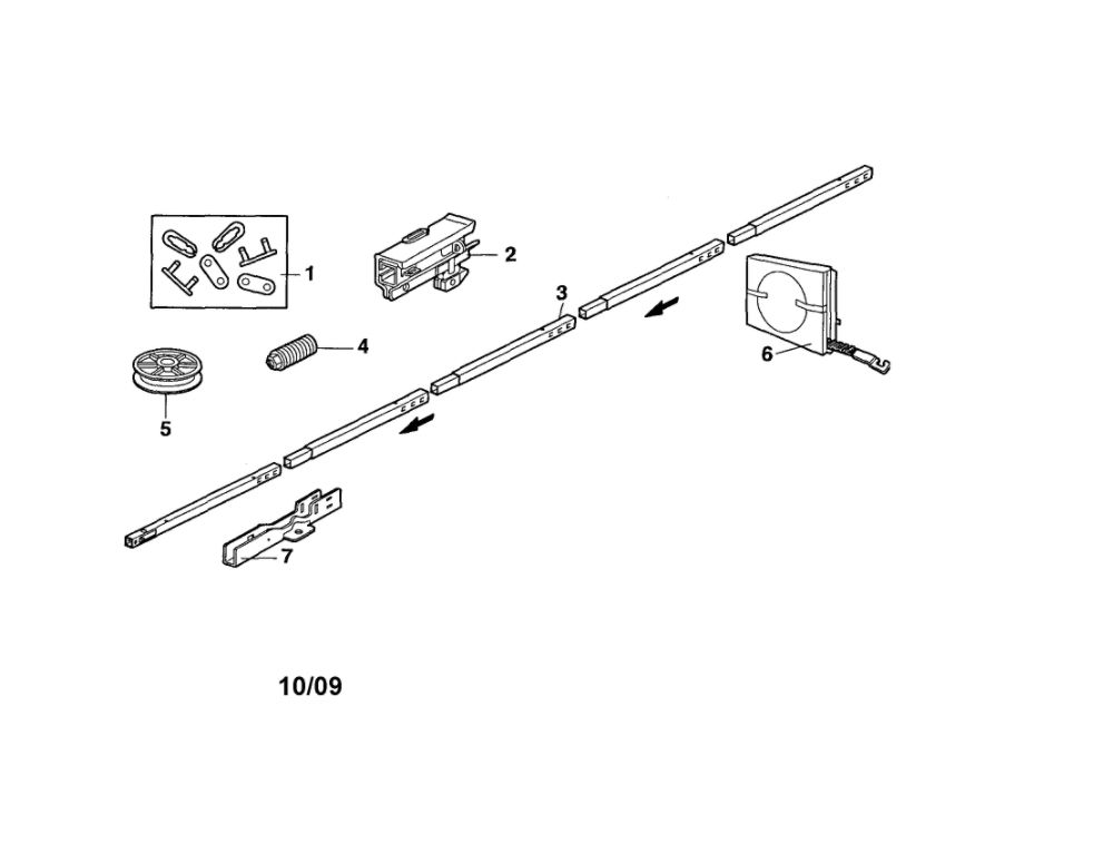 Rail Assembly Diagram and Parts List for WD962KD  Chamberlain Garage Door Opener