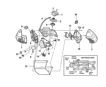 Motor Unit Assembly Diagram and Parts List for 3280-267  Chamberlain Garage Door Opener