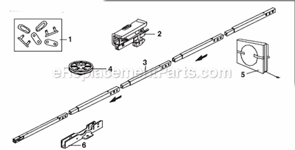 Rail Assembly Diagram and Parts List for 248735  Chamberlain Garage Door Opener