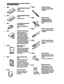 Accessories Diagram and Parts List for 248739  Chamberlain Garage Door Opener
