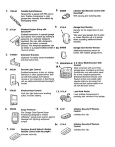 Accessories Diagram and Parts List for 3280-267  Chamberlain Garage Door Opener