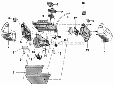 Part Location Diagram of 41AC050-1M Chamberlain Receiver Logic Board Assembly-
