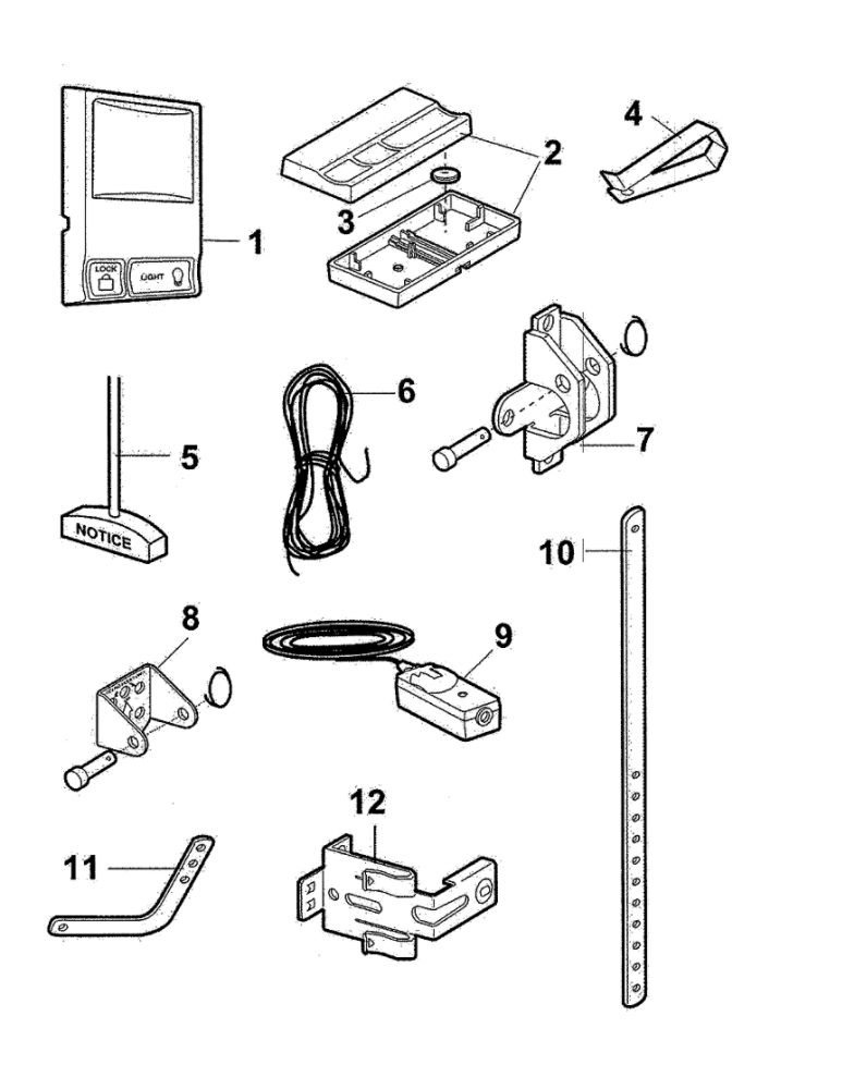 Installation Parts Diagram and Parts List for 1265LM  Chamberlain Garage Door Opener