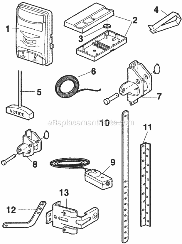 Page B Diagram and Parts List for PD752KLD  Chamberlain Garage Door Opener