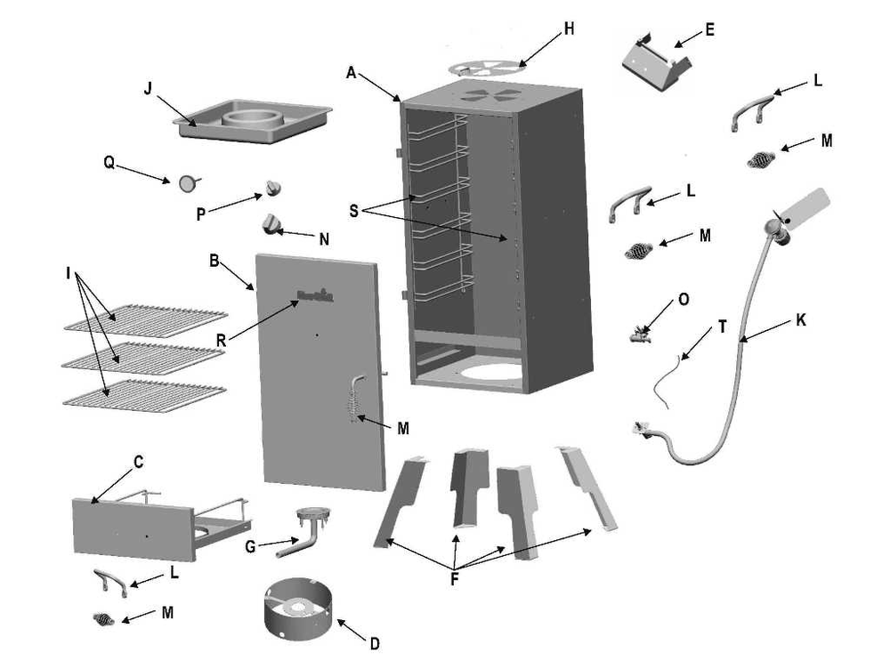 Diagram Diagram and Parts List for 12201597  Char-Broil Smoker