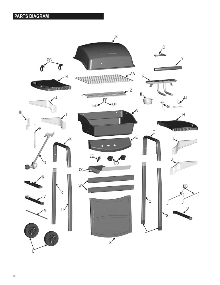Diagram 1 Diagram and Parts List for 466632011  Char-Broil Grill