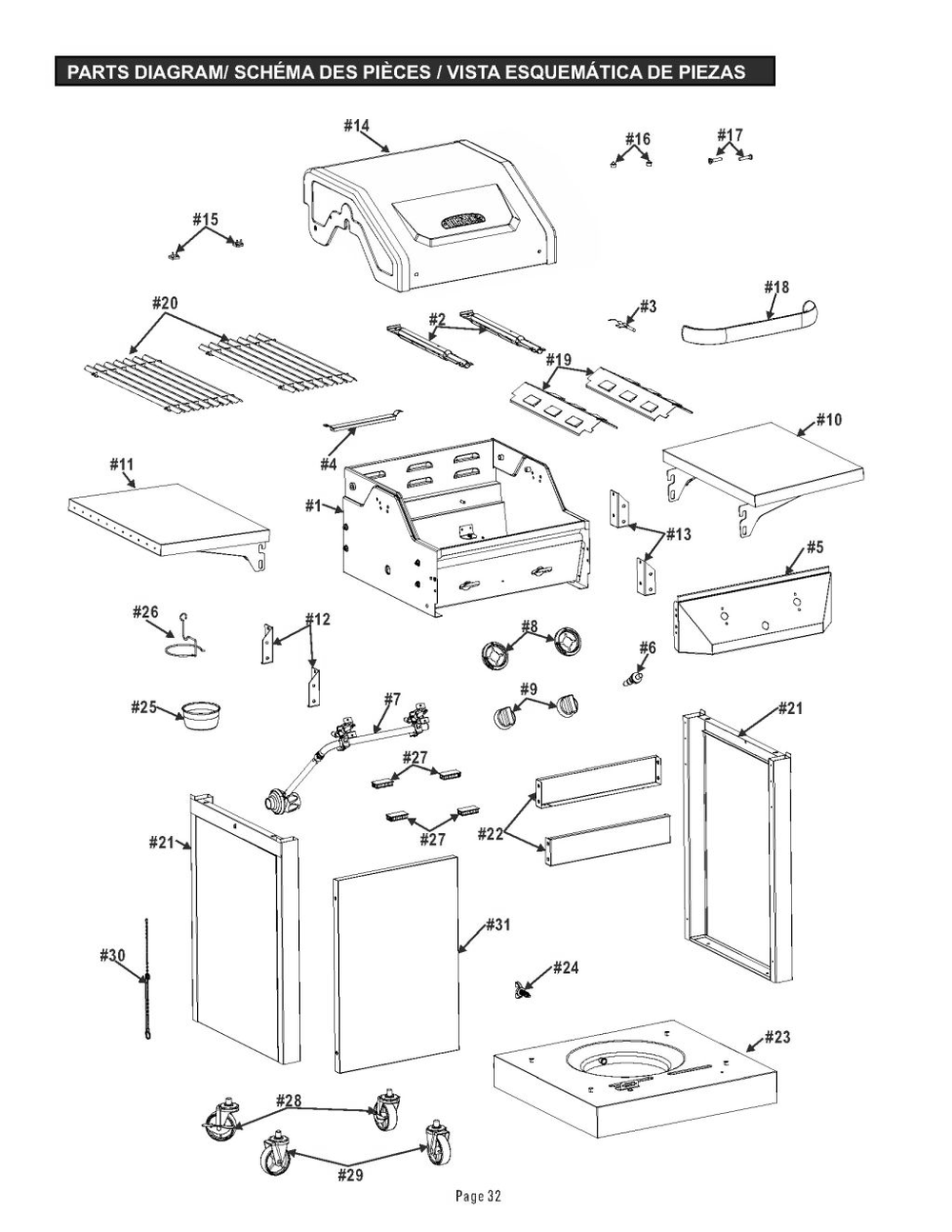 Diagram Diagram and Parts List for 461674519  Char-Broil Grill