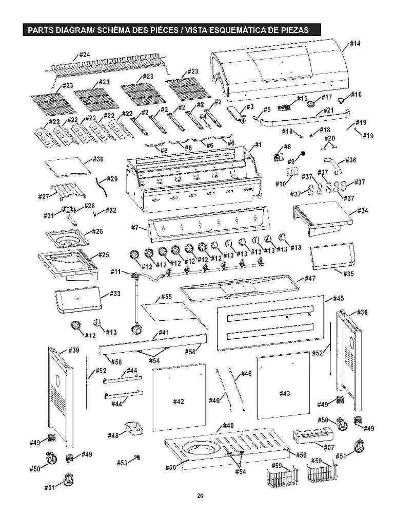 Diagram Diagram and Parts List for 463235214  Char-Broil Grill