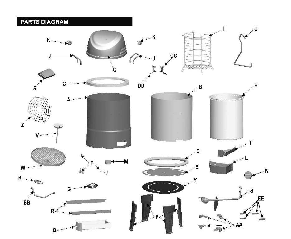 Diagram Diagram and Parts List for 10101550  Char-Broil Smoker