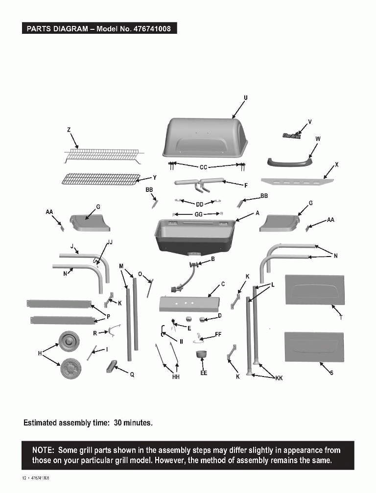 Diagram 1 Diagram and Parts List for 476741008 2008 Char-Broil Grill