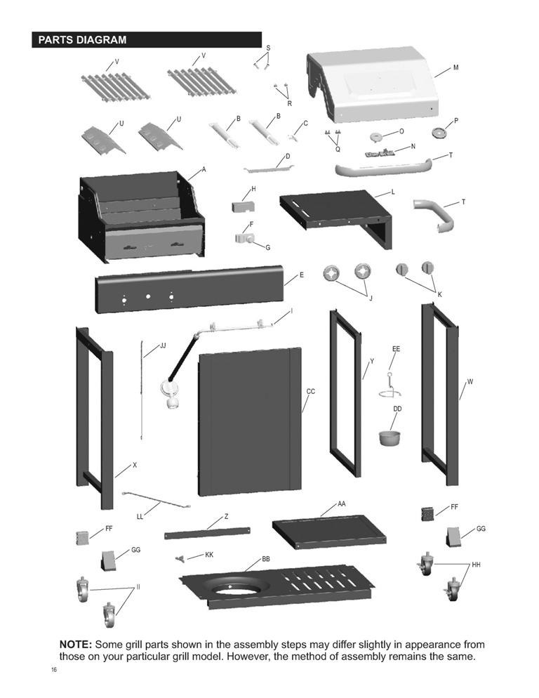 Diagram 1 Diagram and Parts List for 463631411  Char-Broil Grill
