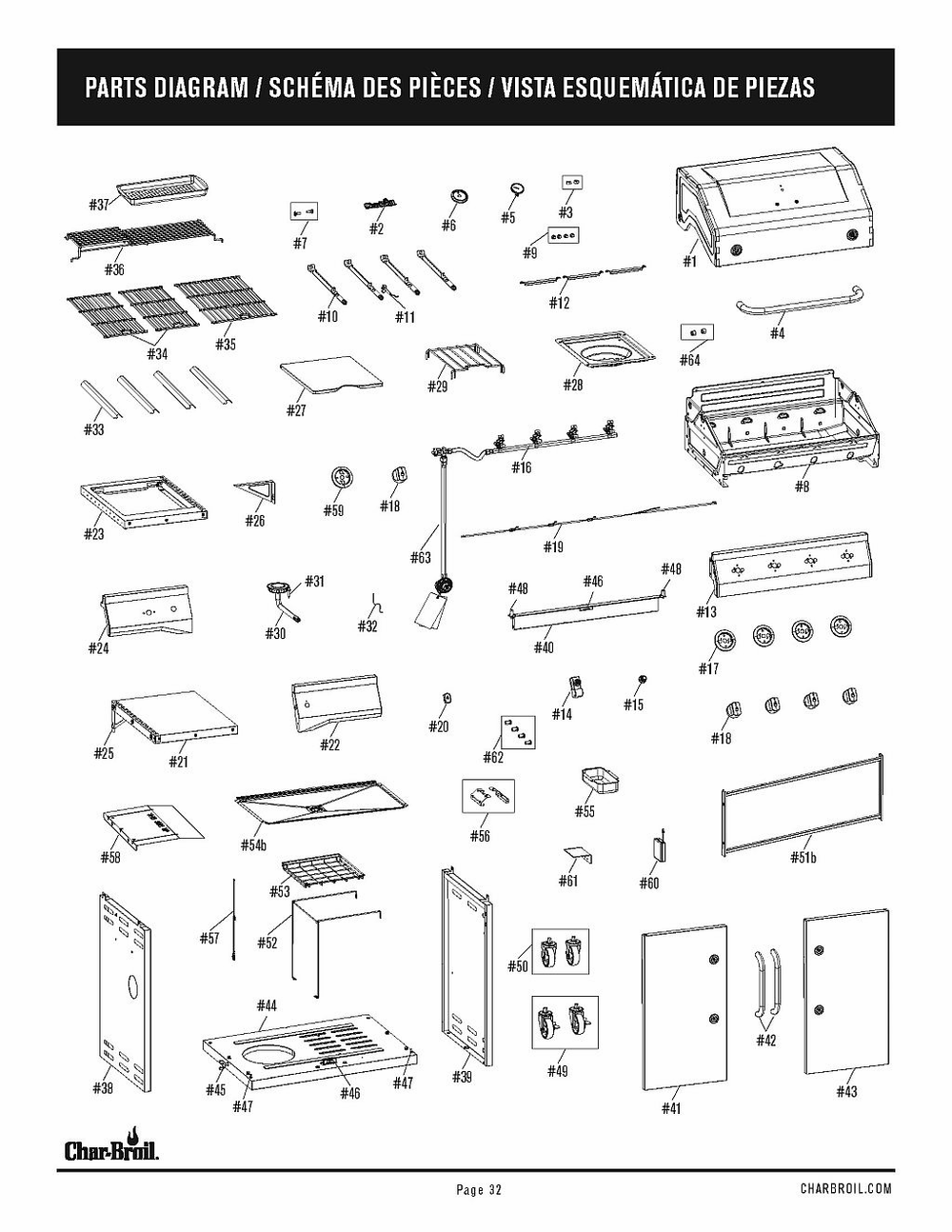 Diagram Diagram and Parts List for 463354021 2021 Char-Broil Grill