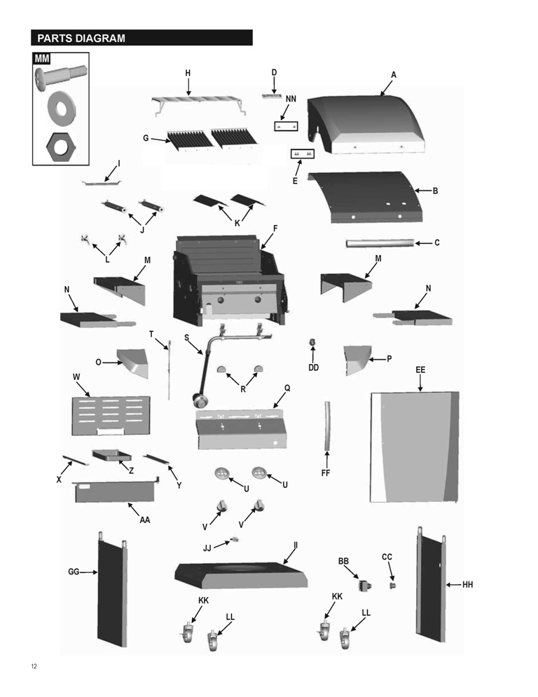 Diagram Diagram and Parts List for 463210011  Char-Broil Grill