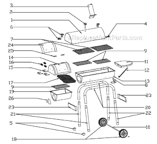 Page A Diagram and Parts List for 10201595  Char-Broil Smoker