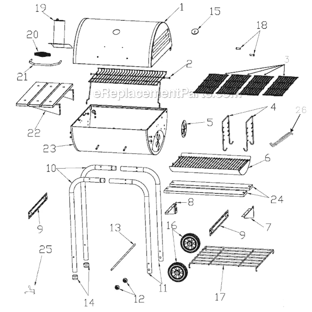 Page A Diagram and Parts List for 10301580 800 Series Char-Broil Grill