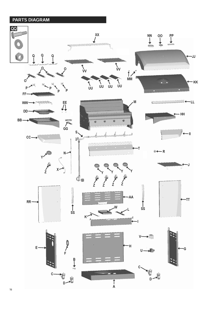 Diagram Diagram and Parts List for 463270309  Char-Broil Grill