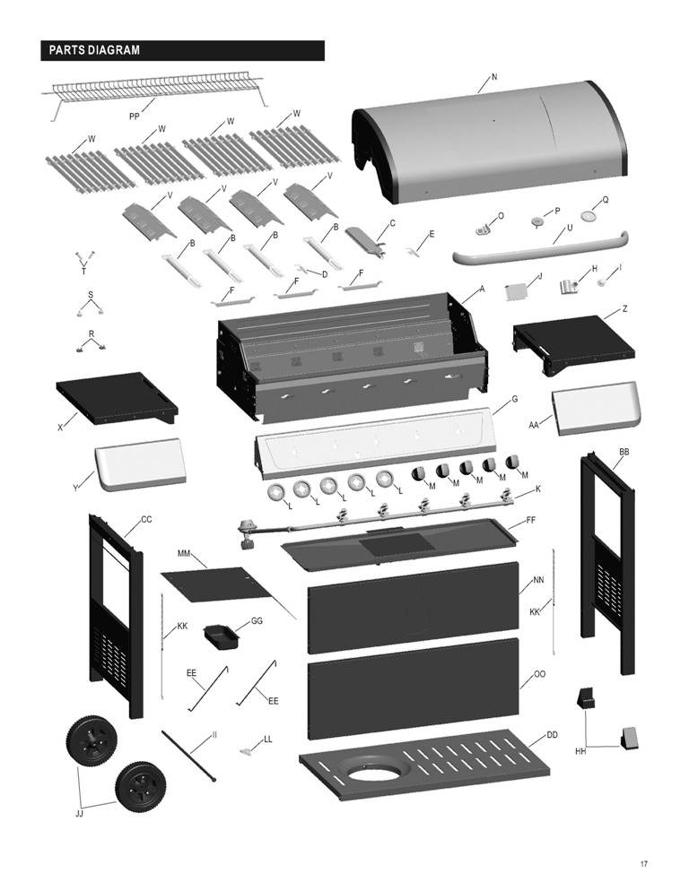 Diagram Diagram and Parts List for 463230112  Char-Broil Grill