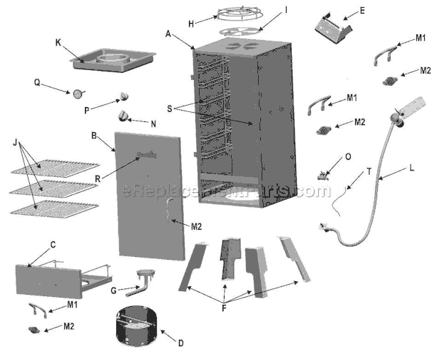 Page A Diagram and Parts List for 11701705  Char-Broil Smoker