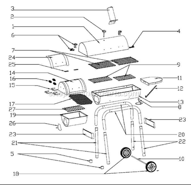 Page A Diagram and Parts List for 12201570  Char-Broil Smoker