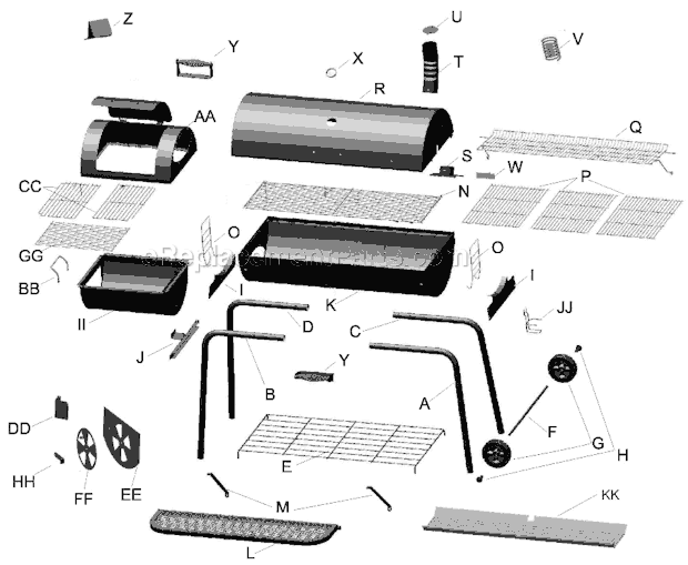 Page A Diagram and Parts List for 12201571  Char-Broil Smoker